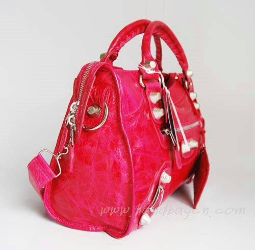 Balenciaga 084332A Red Lambskin Giant City Bag Medium Size