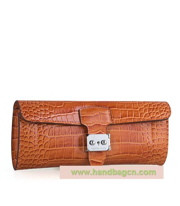 Hermes 1002 Alligator Embossed Cowhide Clutch