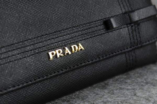 New Prada Bowknot Saffiano Leather Wallet 1383 black