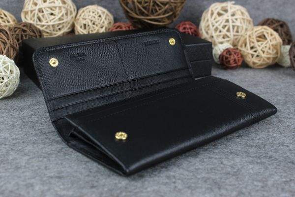 New Prada Bowknot Saffiano Leather Wallet 1383 black