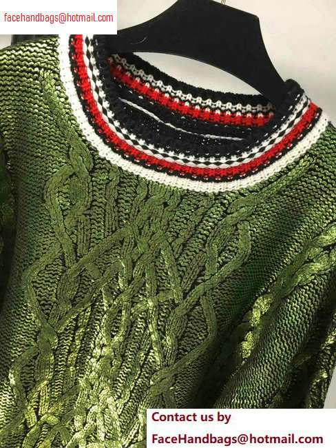 Chanel Metallic Crewneck Sweater Green 2020