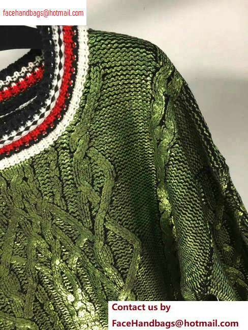 Chanel Metallic Crewneck Sweater Green 2020