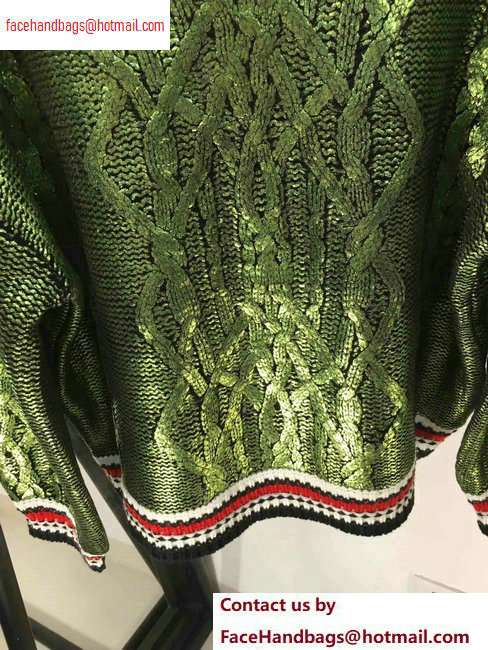 Chanel Metallic Crewneck Sweater Green 2020