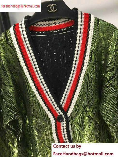 Chanel Metallic Sweater Cardigan Green 2020