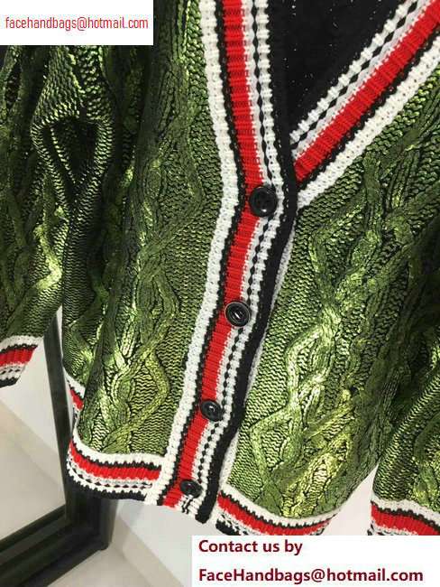 Chanel Metallic Sweater Cardigan Green 2020