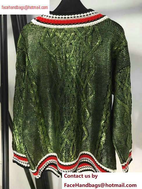 Chanel Metallic Sweater Cardigan Green 2020