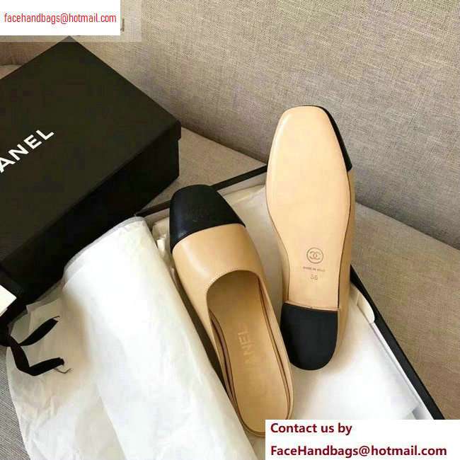 Chanel Mules Slipper Sandals Apricot/Black 2020