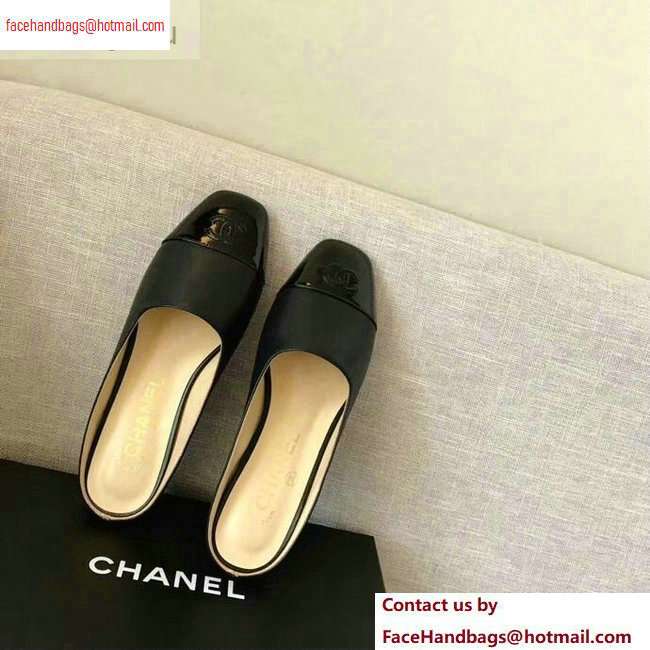 Chanel Mules Slipper Sandals Black/Patent 2020