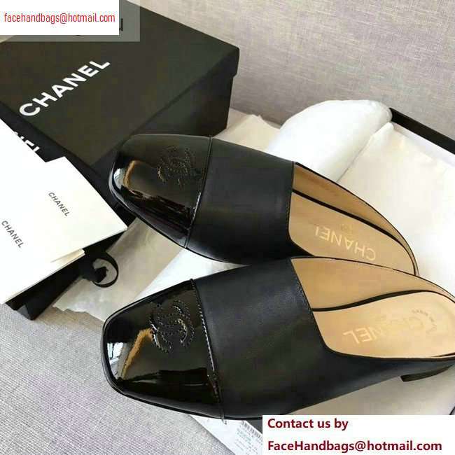 Chanel Mules Slipper Sandals Black/Patent 2020