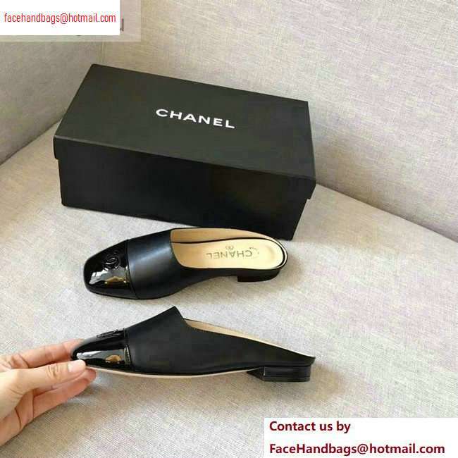 Chanel Mules Slipper Sandals Black/Patent 2020