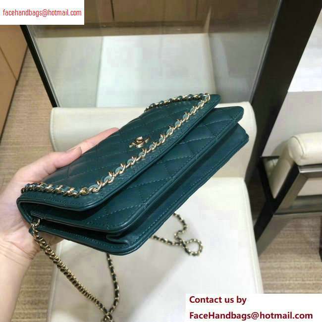 Chanel Pleated Lambskin Wallet on Chain WOC Bag AP0388 Green 2020