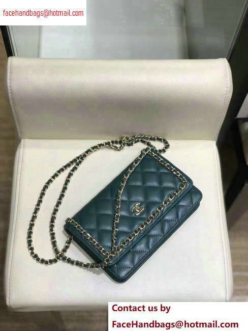 Chanel Pleated Lambskin Wallet on Chain WOC Bag AP0388 Green 2020