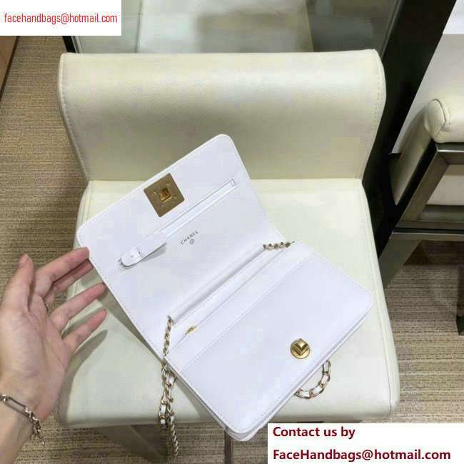 Chanel Pleated Lambskin Wallet on Chain WOC Bag AP0388 White 2020