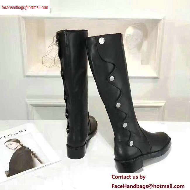 Dior Heel 4cm Button Calfskin High Boots Black 2020