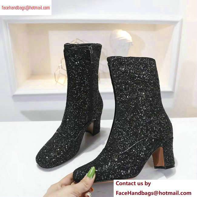 Dior Heel 6.5cm D-Circus Low Boots in Glitter Black 2020