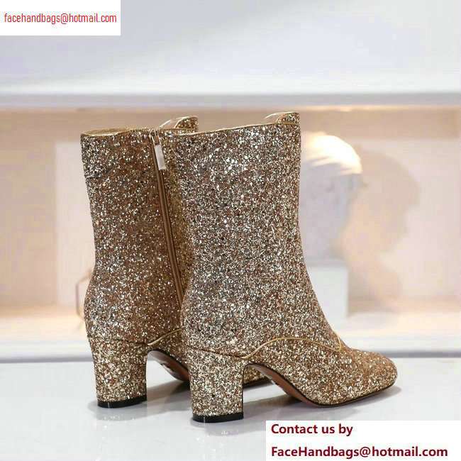 Dior Heel 6.5cm D-Circus Low Boots in Glitter Gold 2020