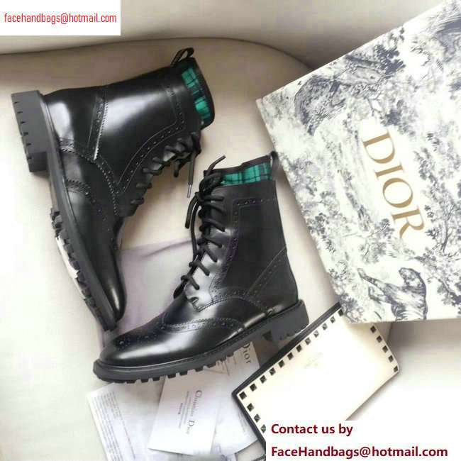 Dior Lace-up Ankle Boots Black/Green 2020