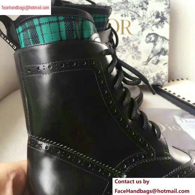 Dior Lace-up Ankle Boots Black/Green 2020