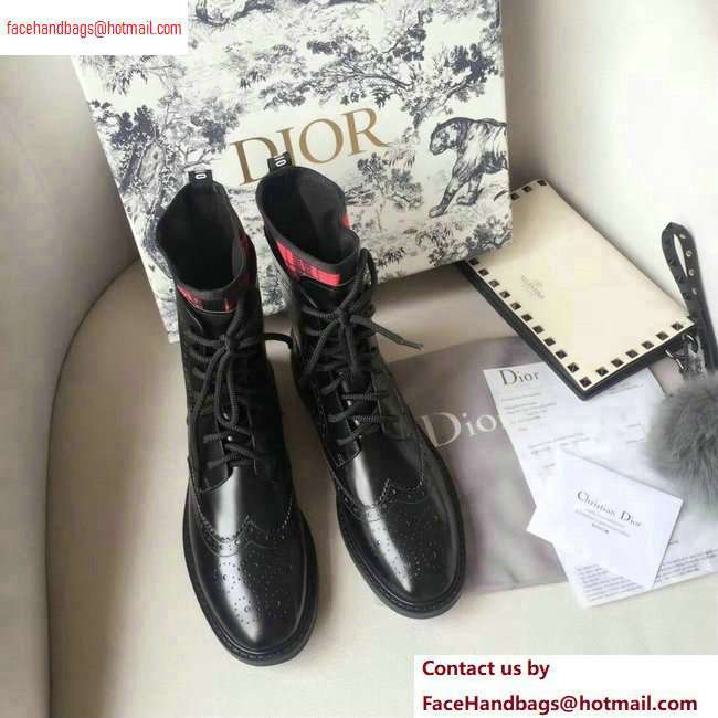 Dior Lace-up Ankle Boots Black/Red 2020