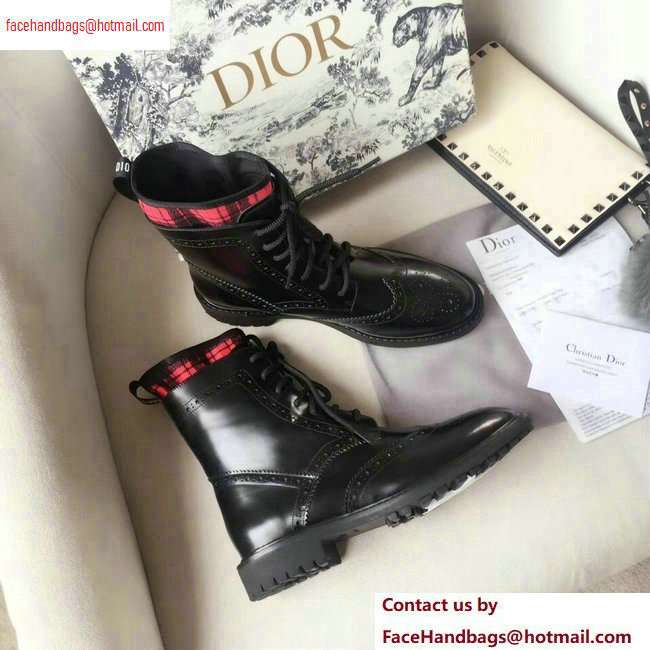 Dior Lace-up Ankle Boots Black/Red 2020