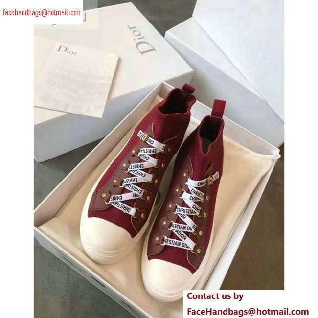 Dior WALK'N'DIOR Mid-top Sneakers in Technical Knit Burgundy 2020