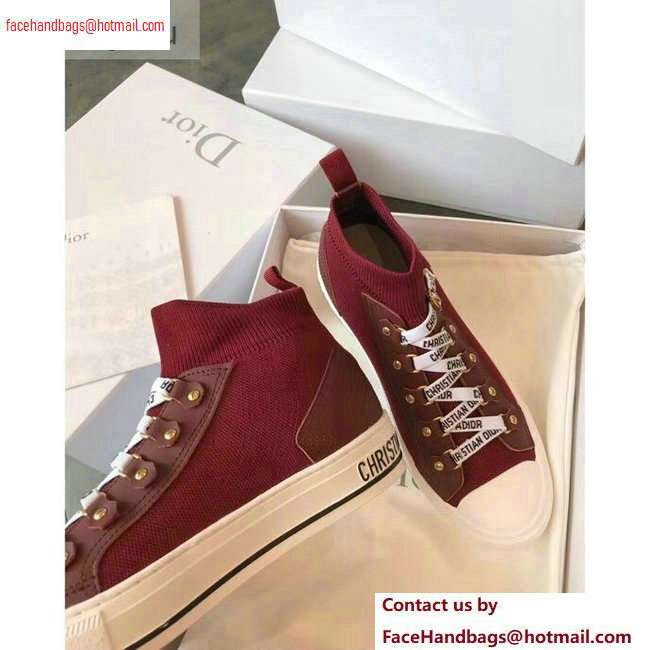 Dior WALK'N'DIOR Mid-top Sneakers in Technical Knit Burgundy 2020