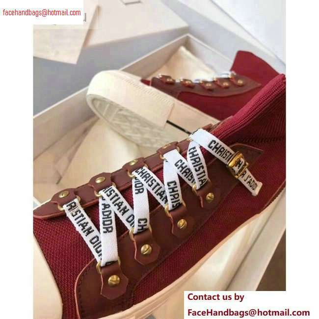 Dior WALK'N'DIOR Mid-top Sneakers in Technical Knit Burgundy 2020