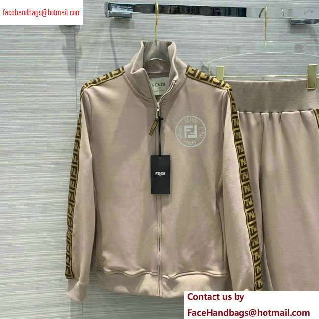 Fendi FF Logo Trim Jacket and Pants Suit Camel 2020