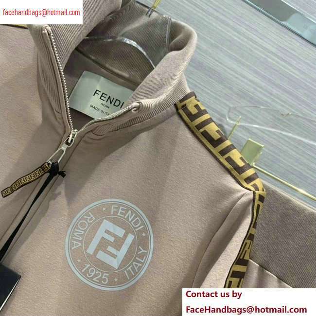 Fendi FF Logo Trim Jacket and Pants Suit Camel 2020