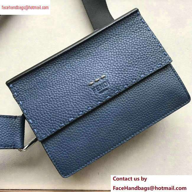 Fendi Roma Leather Messenger Bag Blue 2020