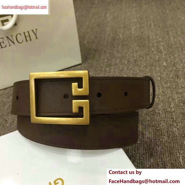 Givenchy Width 3cm Leather Belt Coffee with Double G Buckle