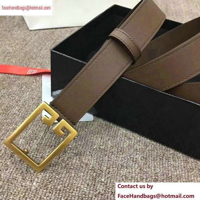 Givenchy Width 3cm Leather Belt Coffee with Double G Buckle