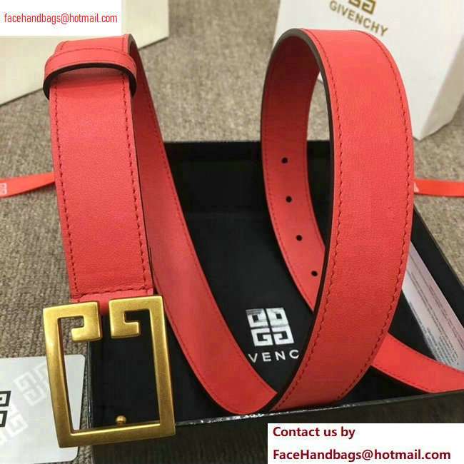 Givenchy Width 3cm Leather Belt Red with Double G Buckle