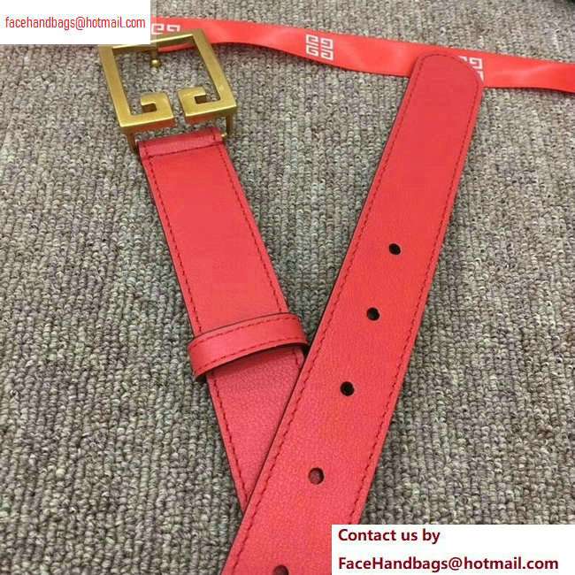 Givenchy Width 3cm Leather Belt Red with Double G Buckle