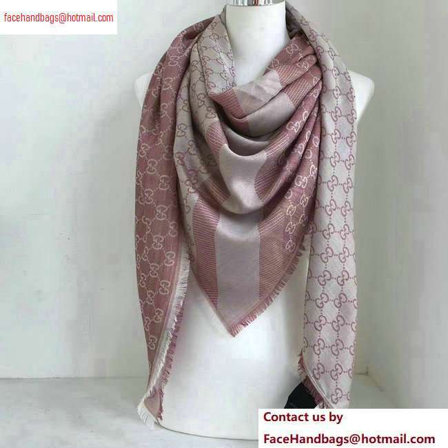 Gucci GG and Stripe Scarf 140x140cm Pink 2020