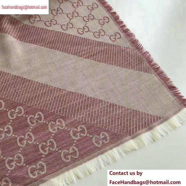 Gucci GG and Stripe Scarf 140x140cm Pink 2020