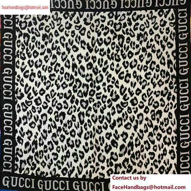 Gucci Leopard Print Scarf 572198 90x90cm Black 2020