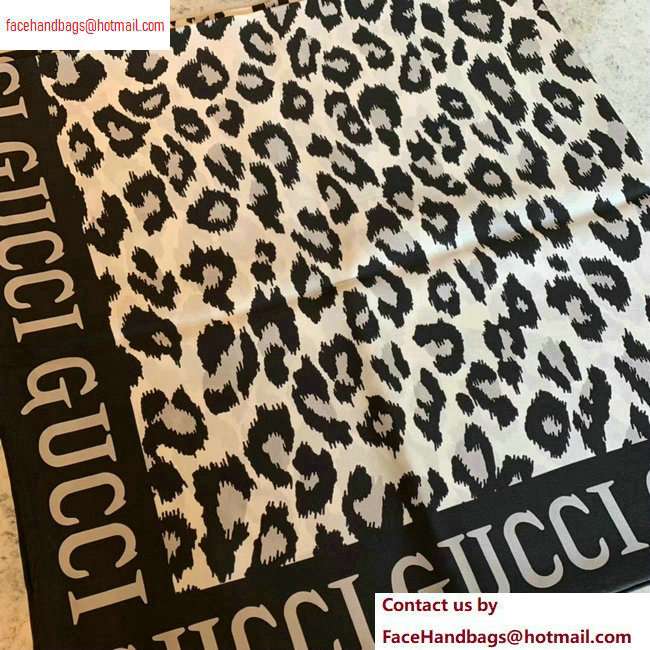 Gucci Leopard Print Scarf 572198 90x90cm Black 2020