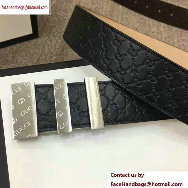 Gucci Width 3.8cm Signature Leather Belt Black with Logo Buckle