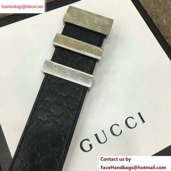 Gucci Width 3.8cm Signature Leather Belt Black with Logo Buckle