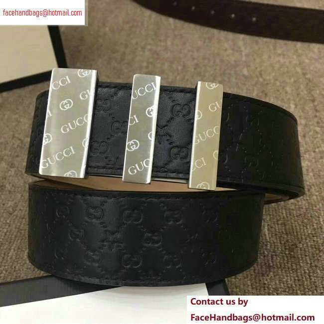 Gucci Width 3.8cm Signature Leather Belt Black with Logo Buckle