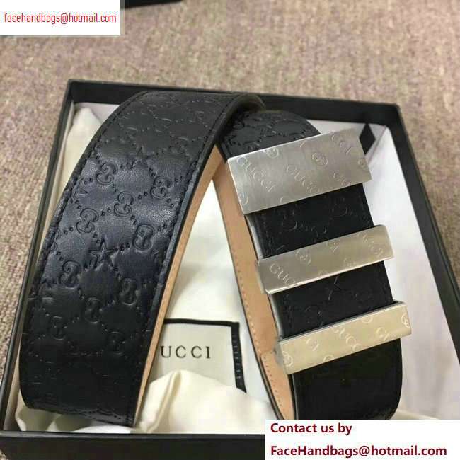 Gucci Width 3.8cm Signature Leather Belt Black with Logo Buckle