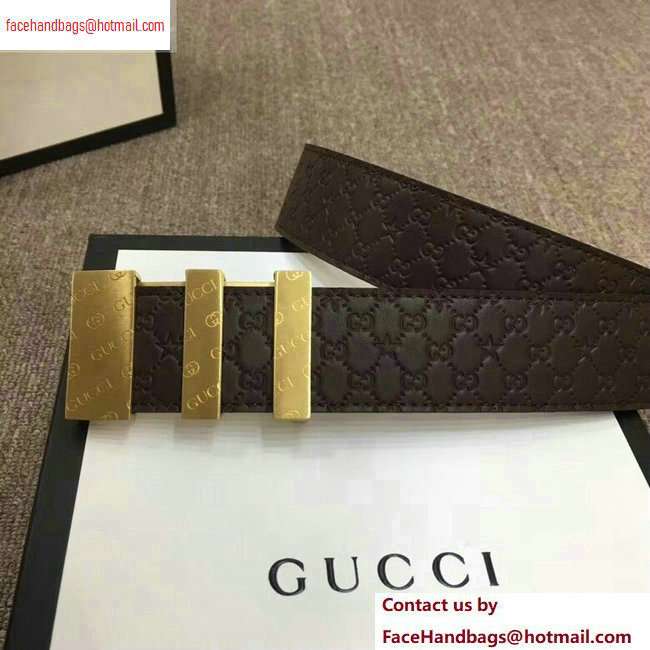 Gucci Width 3.8cm Signature Leather Belt Coffee with Logo Buckle