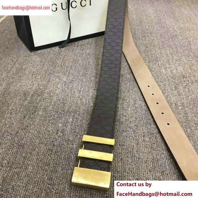 Gucci Width 3.8cm Signature Leather Belt Coffee with Logo Buckle