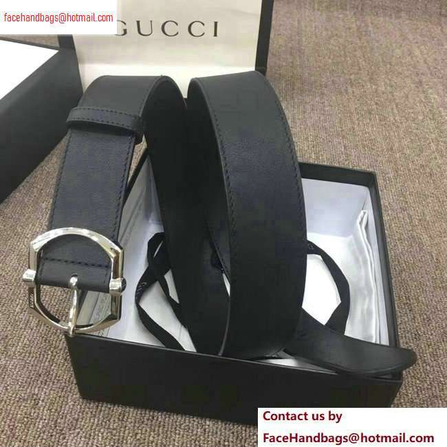 Gucci Width 4cm Leather Belt Black with Square Buckle