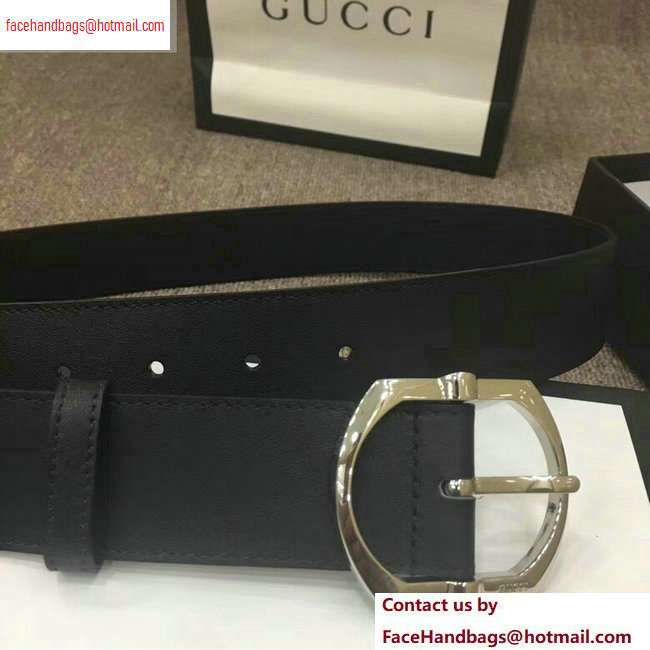 Gucci Width 4cm Leather Belt Black with Square Buckle