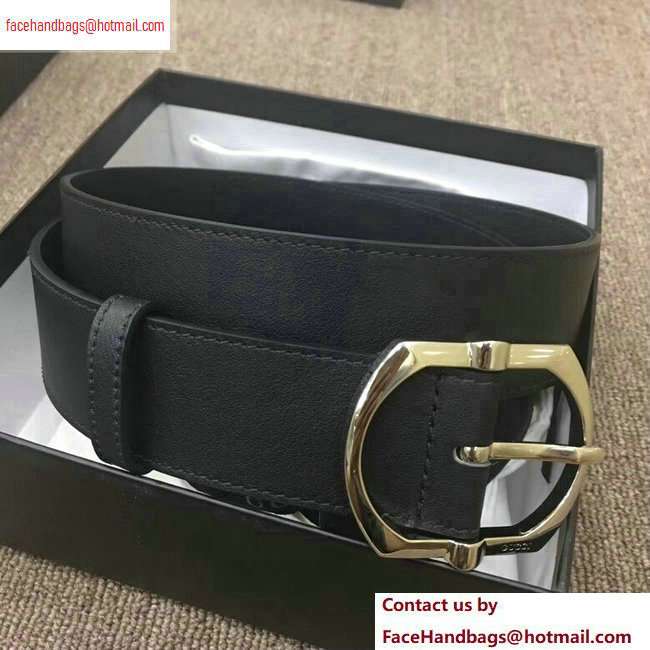 Gucci Width 4cm Leather Belt Black with Square Buckle