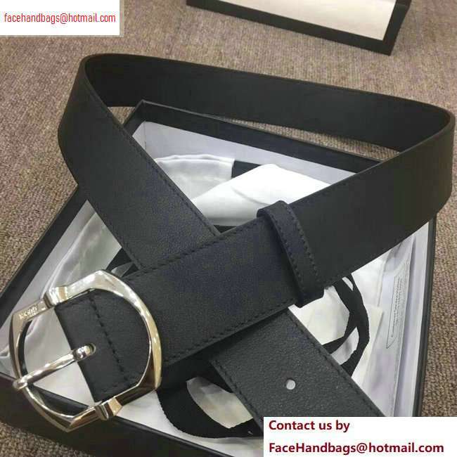 Gucci Width 4cm Leather Belt Black with Square Buckle