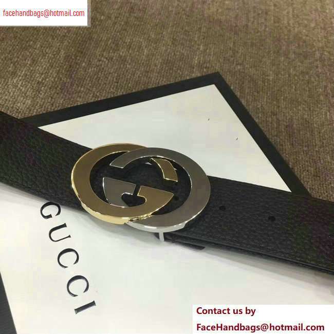 Gucci Width 4cm Leather Belt Coffee with Gold/Silver Interlocking G Buckle