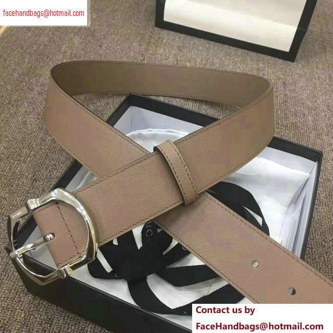 Gucci Width 4cm Leather Belt Nude with Square Buckle